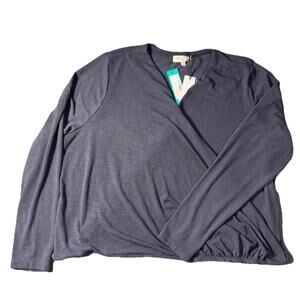 Michael Stars Womens 2X Janet Surplice Top Tahoe Jersey Nocturnal NWT USA Made